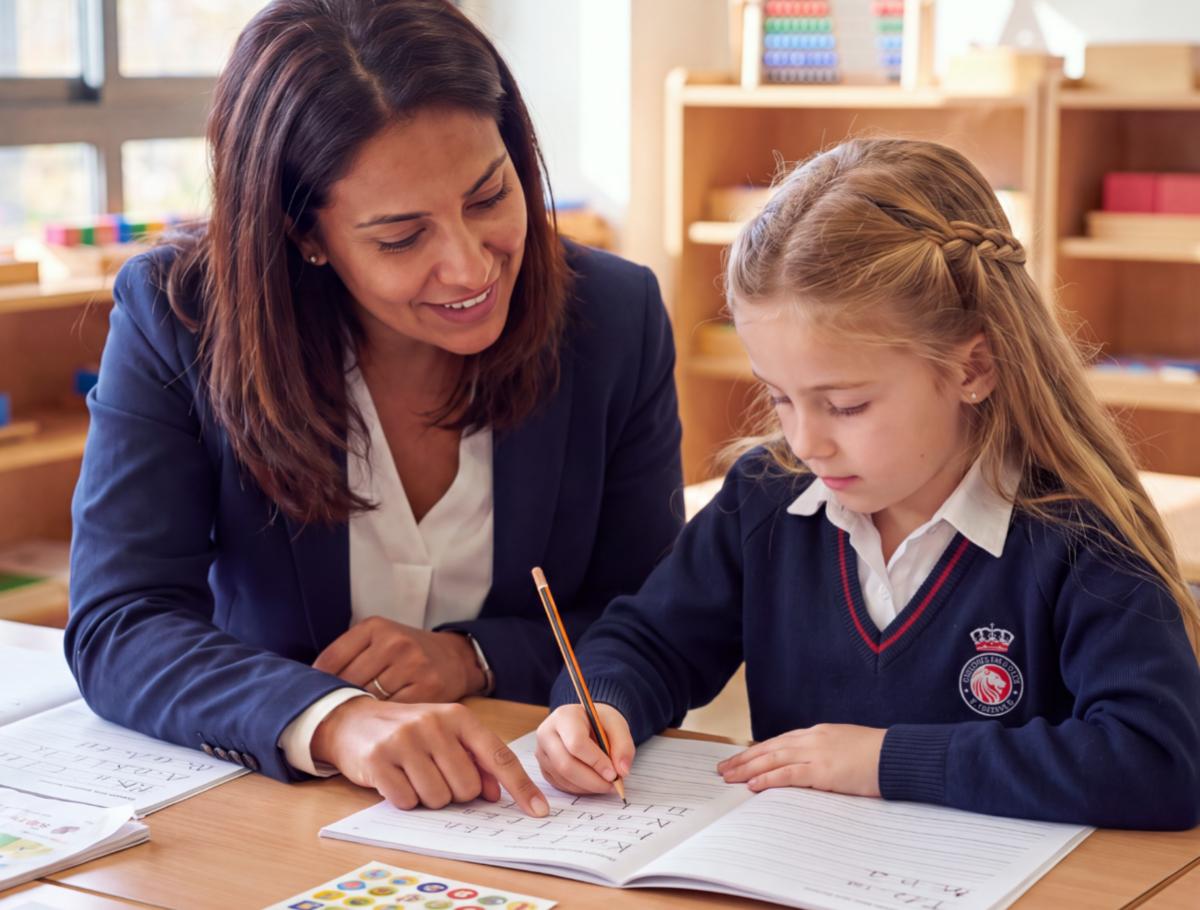 Primary School students in a trilingual language lesson at King's College, Alicante